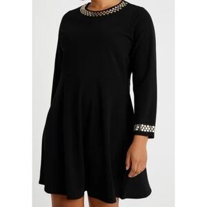 Michael Kors Studded Black Dress with Gold Accents Sz Medium